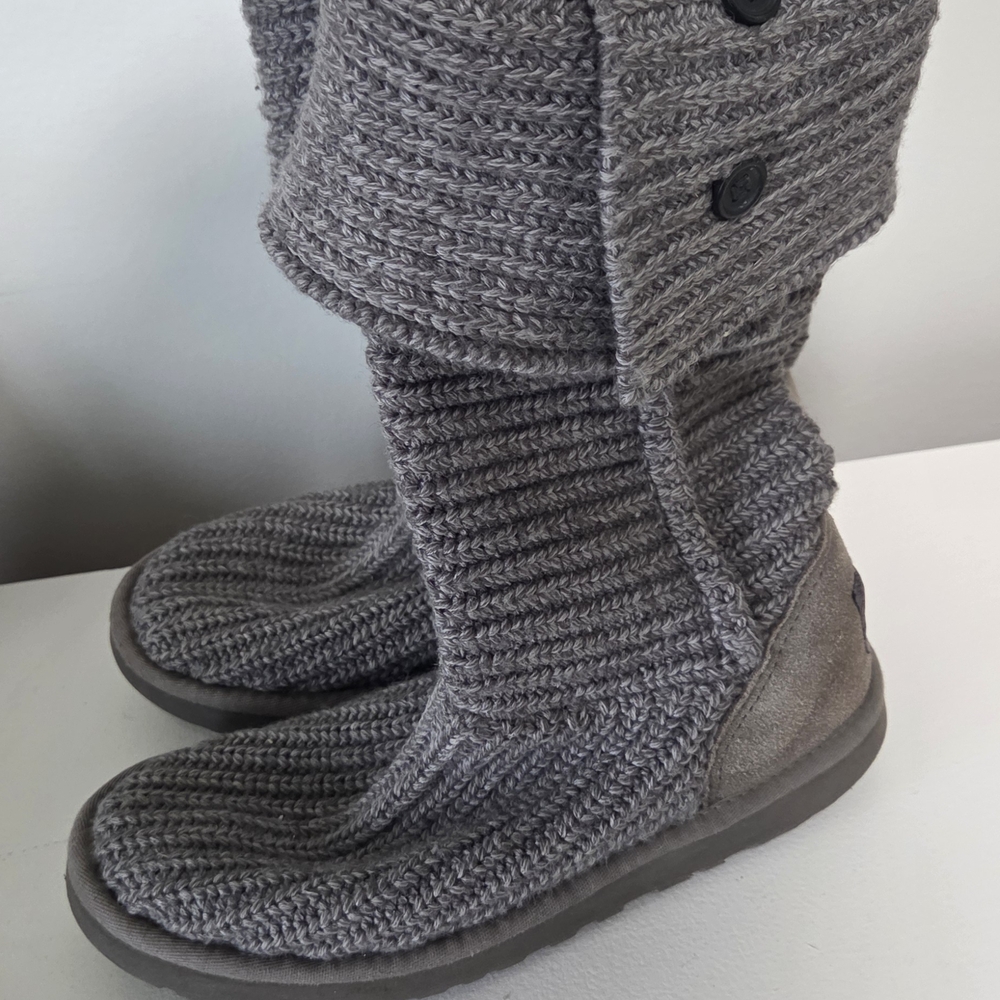UGG Gray Knit Fold-Over Boots